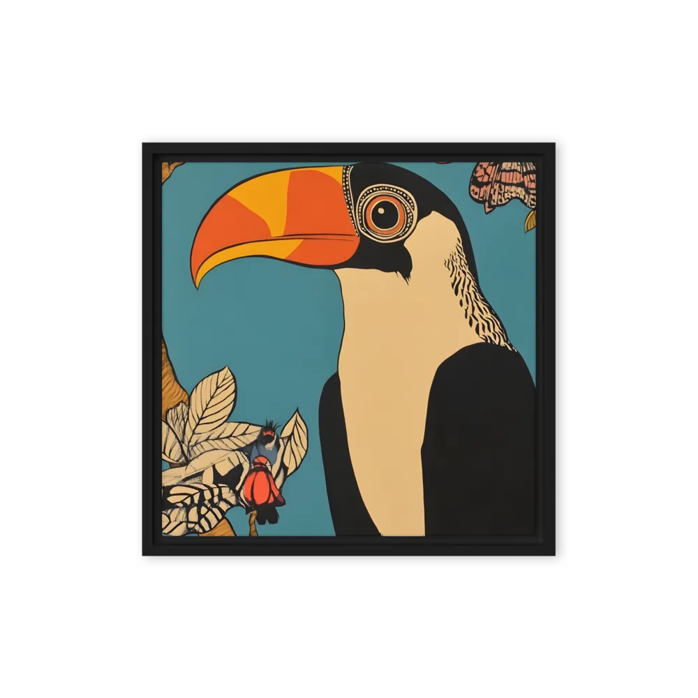 Tropical Majesty: The Toucan at Rest | Canvas with Black Frame | 16″×16″