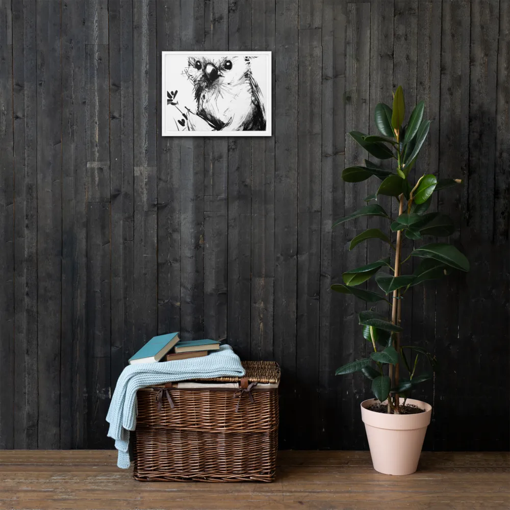 Whimsical Koala in Ink | Canvas with White Frame | 12″×16″