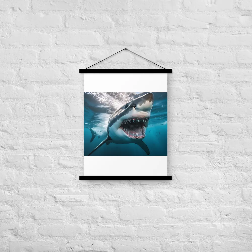 Majesty of the Ocean: The Great White Shark | Poster With Black Wood Hanger | 18″×24″
