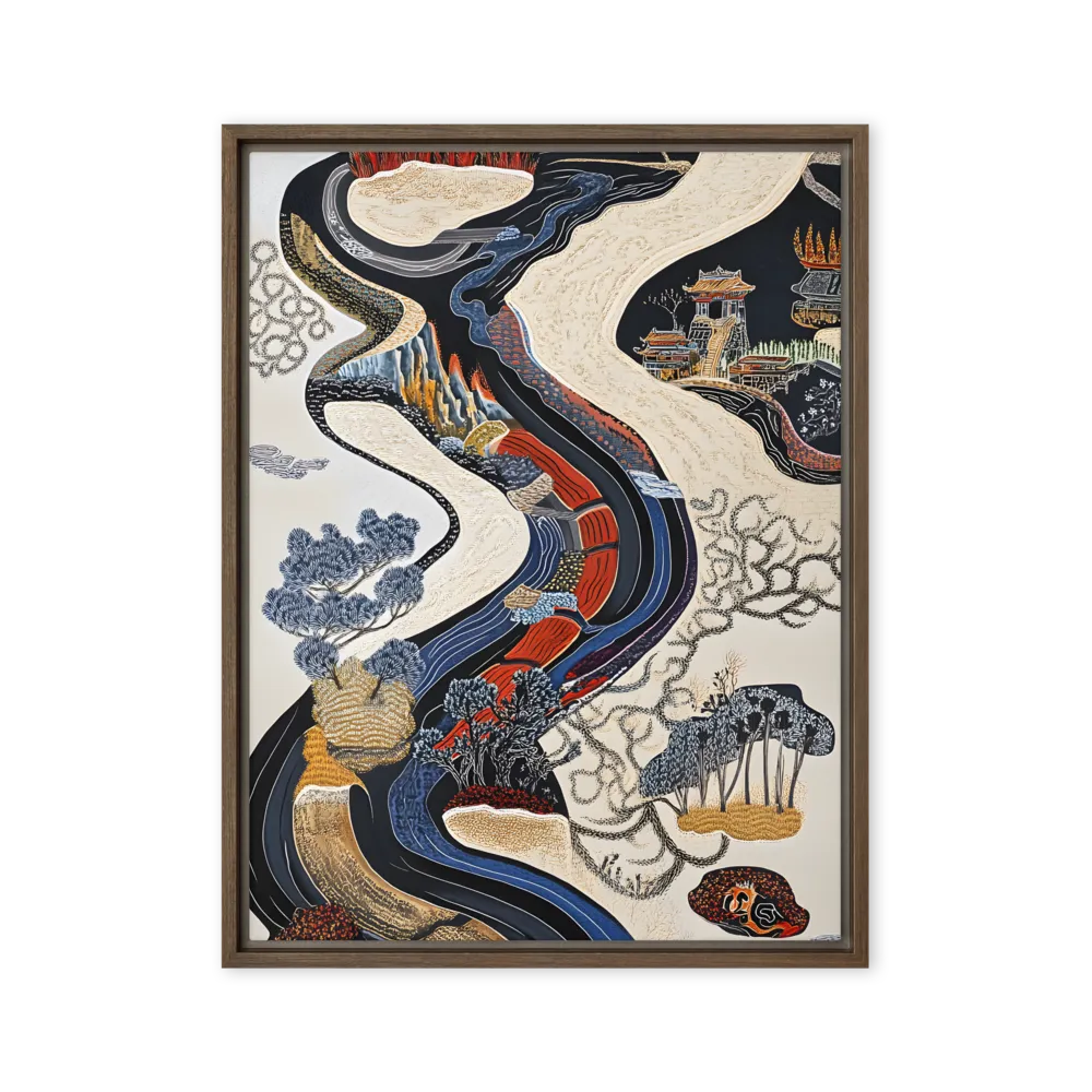 Flow of Tranquility | Canvas with Brown Frame | 24″×32″