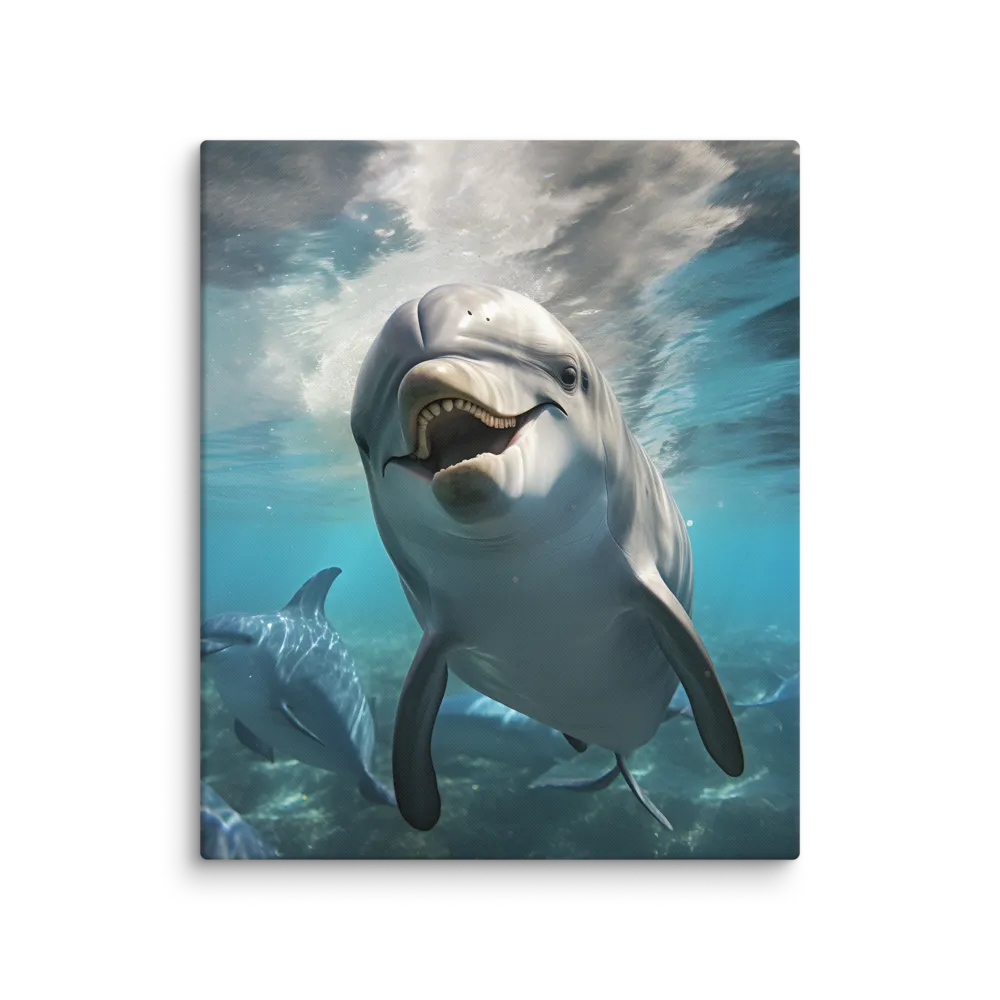Beneath the Waves: A Dolphin's Dance | Canvas | 20″×24″