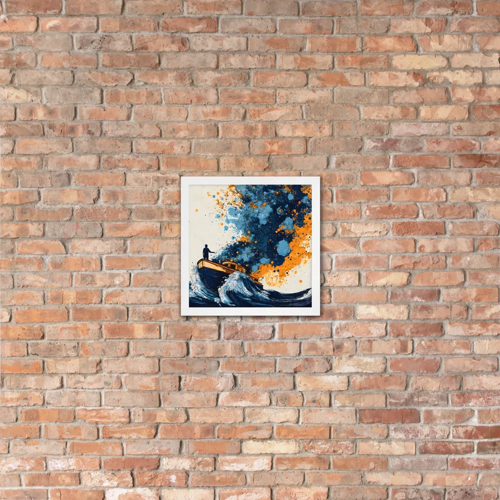 Paintstorm at Sea 
 Poster with White Frame | 14″x 14″