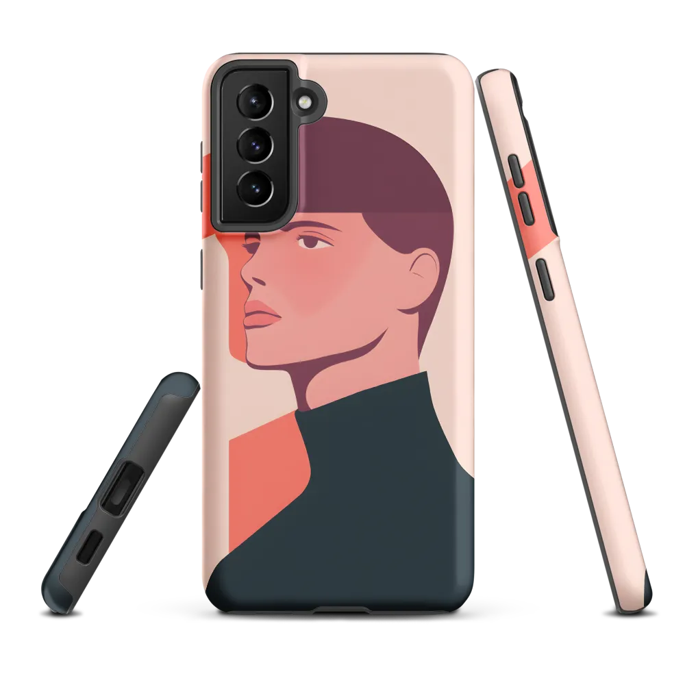 Contemplative Portrait in Minimalism | Phone Case |  S21 Plus | Tough Case | Matte