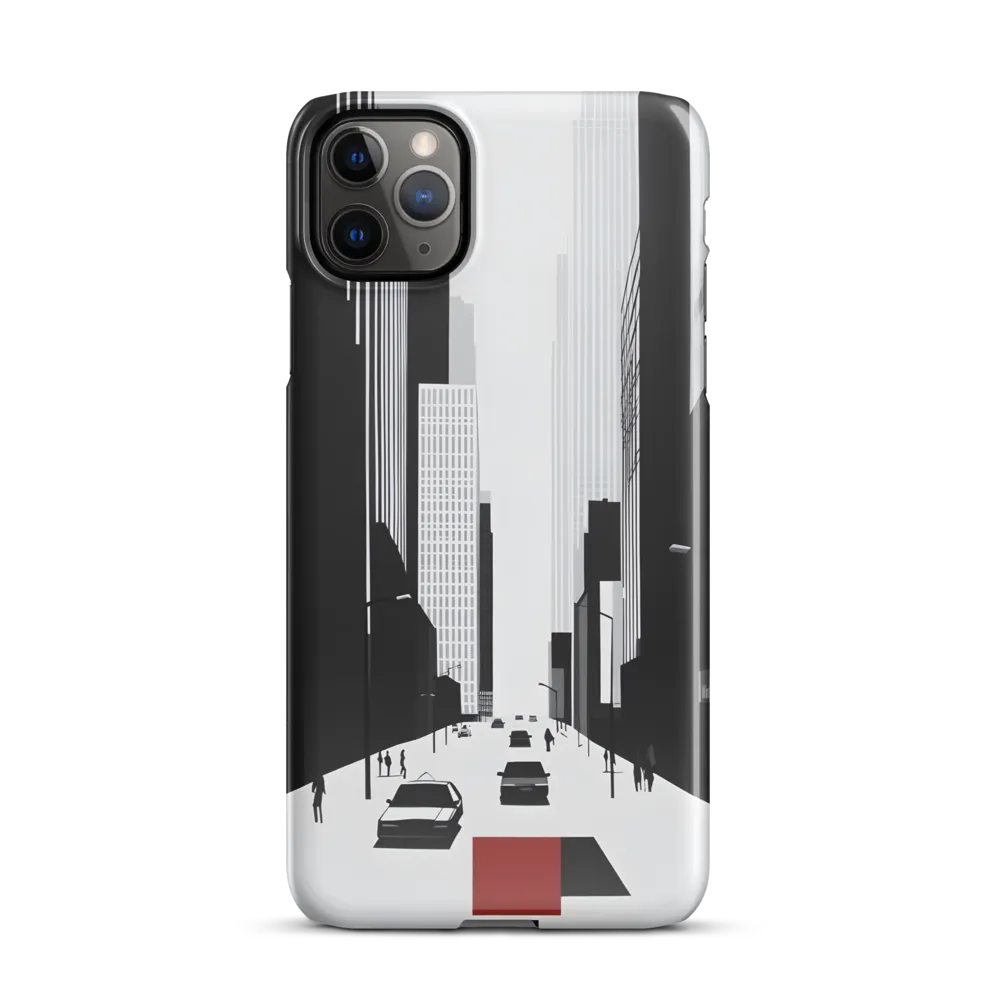 Urban Solitude: A Minimalistic Cityscape | Phone Case |  11 Pro Max | Snap Case | Glossy