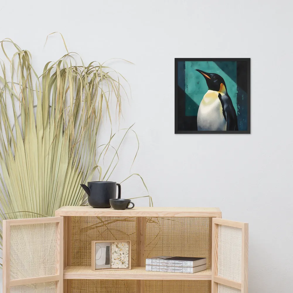 Regal Penguin 
 Poster with Black Frame | 18″x 18″