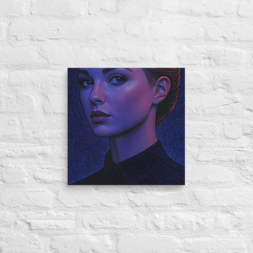 Ethereal Portrait in Blue and Red | Canvas | 16″×16″