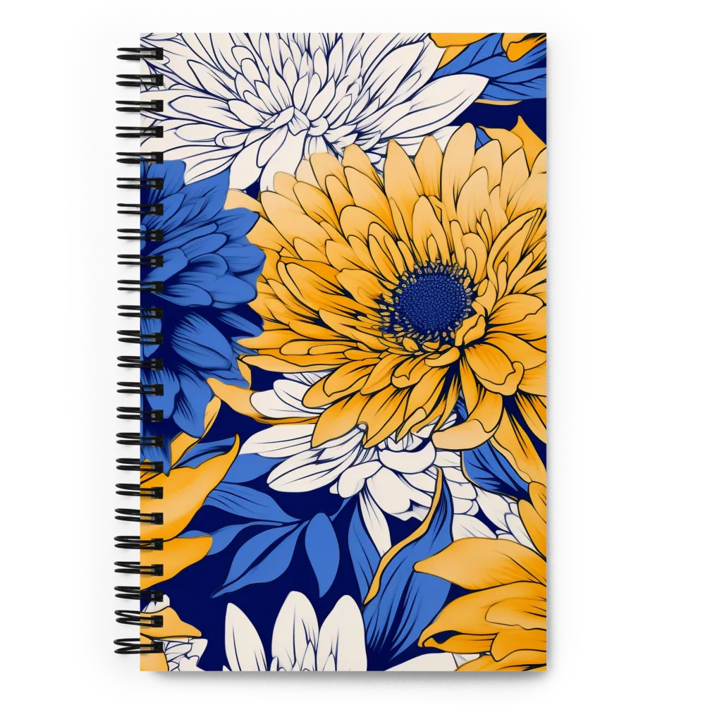 Floral Harmony in Blue and Yellow | Spiral Notebook