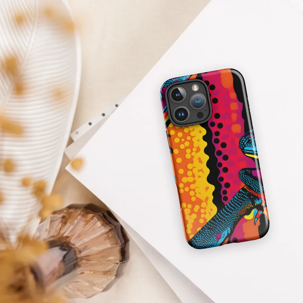 Colorful Encounters: The Playful Geckos | Phone Case |  16 Pro Max | Tough Case | Glossy