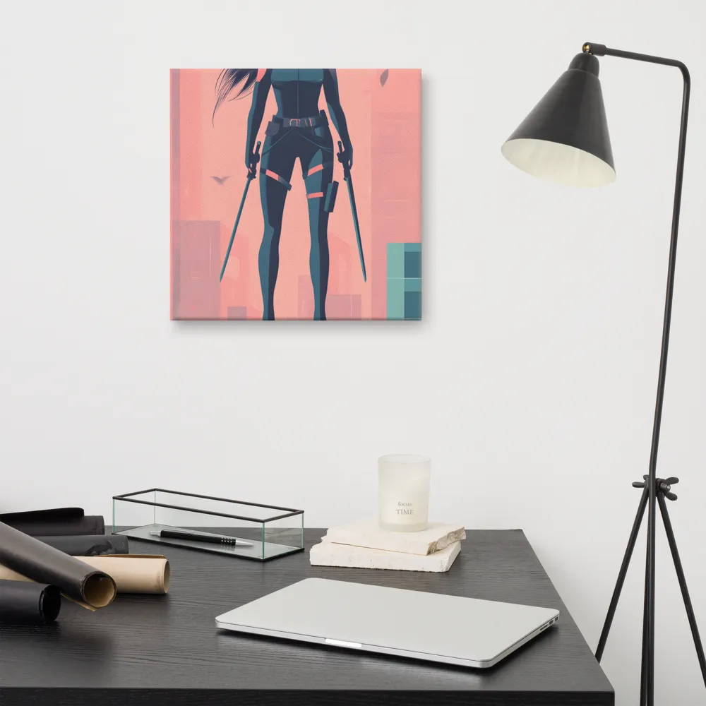 Urban Sentinel: A Warrior's Stand | Canvas | 16″×16″