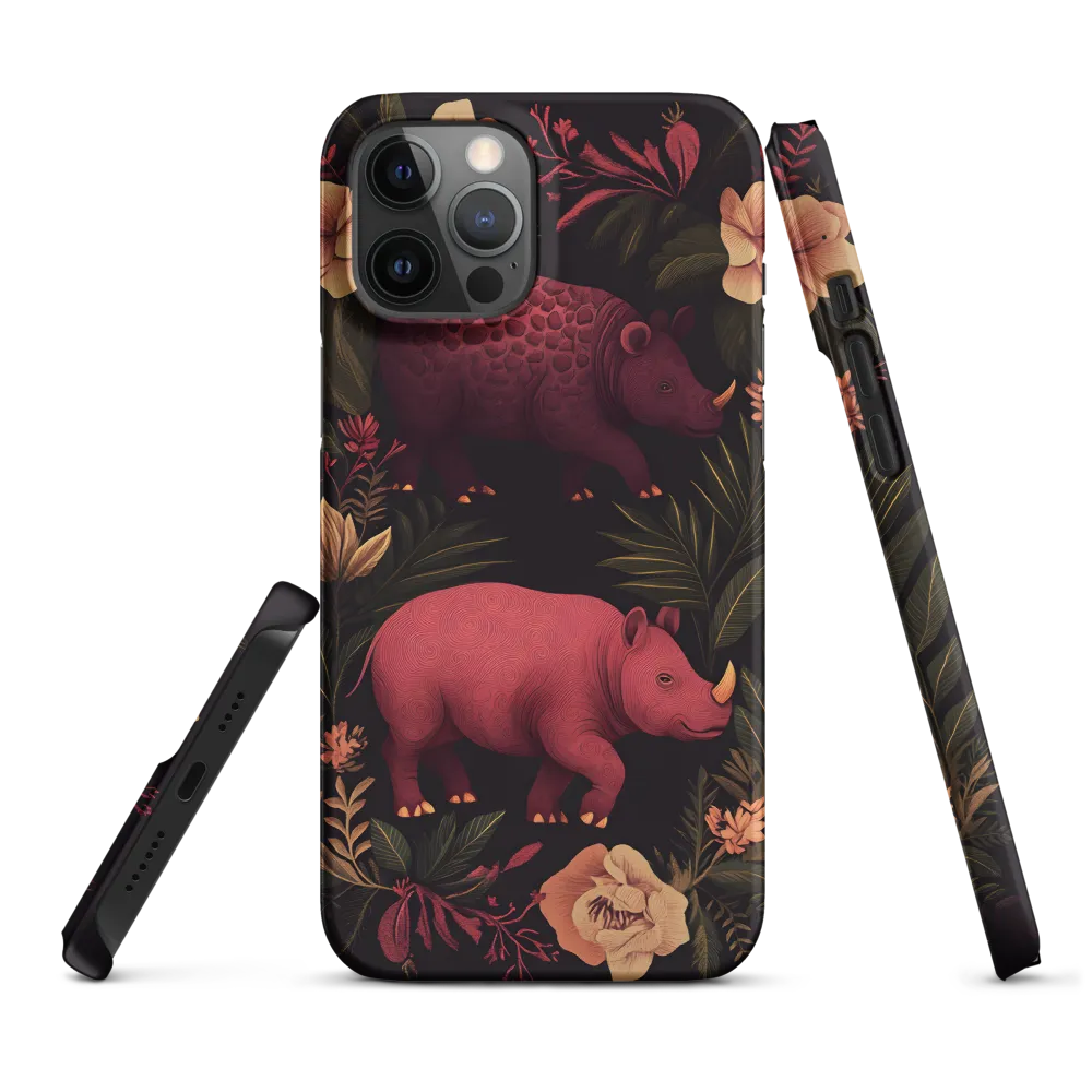 Rhinos in Floral Embrace