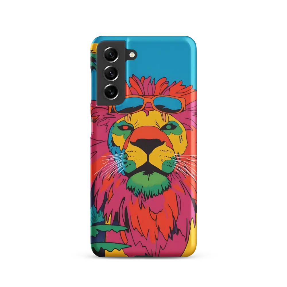 Lion with Sunglasses: A Vibrant Tropical Portrait | Phone Case |  S21 | Snap Case | Matte