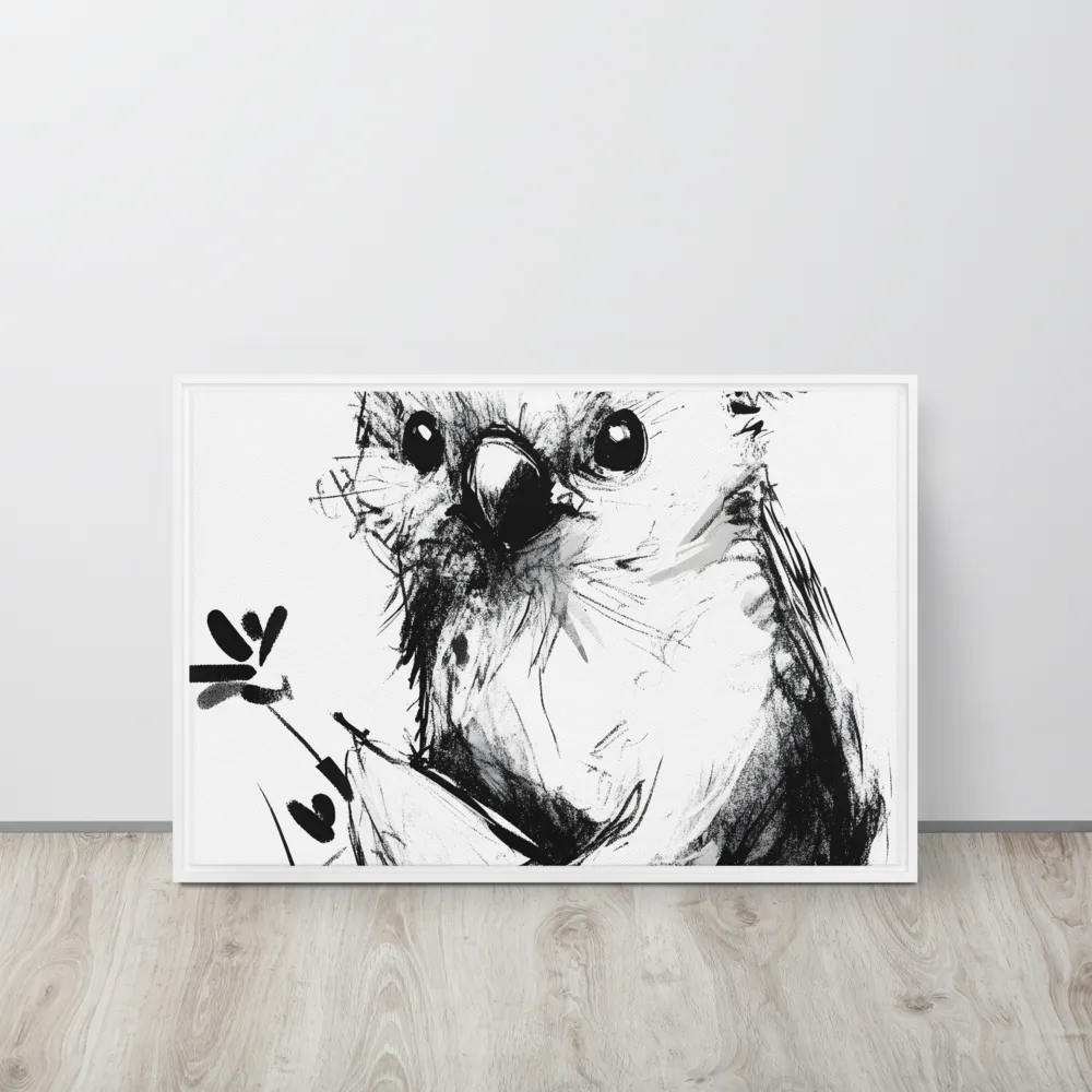 Whimsical Koala in Ink | Canvas with White Frame | 20″×30″