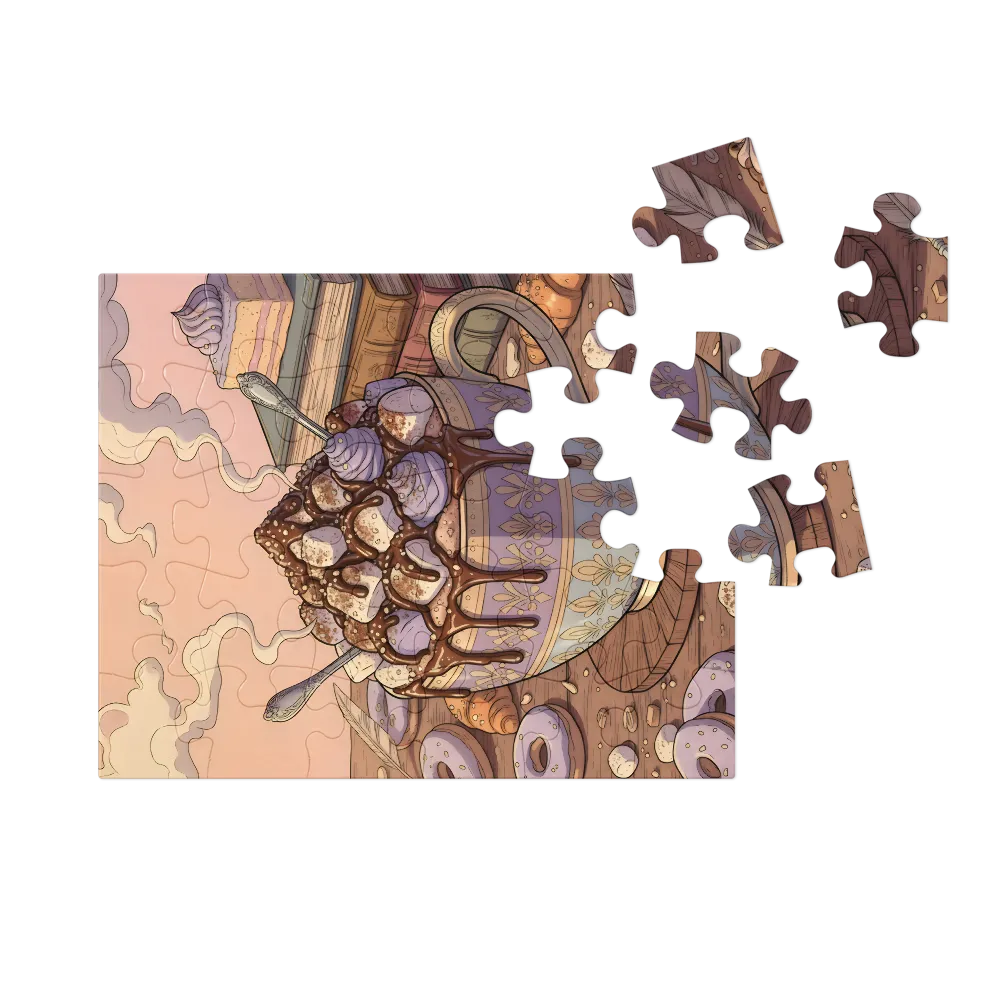 Lavender Cocoa Cup 
 Jigsaw Puzzle in Tin Box