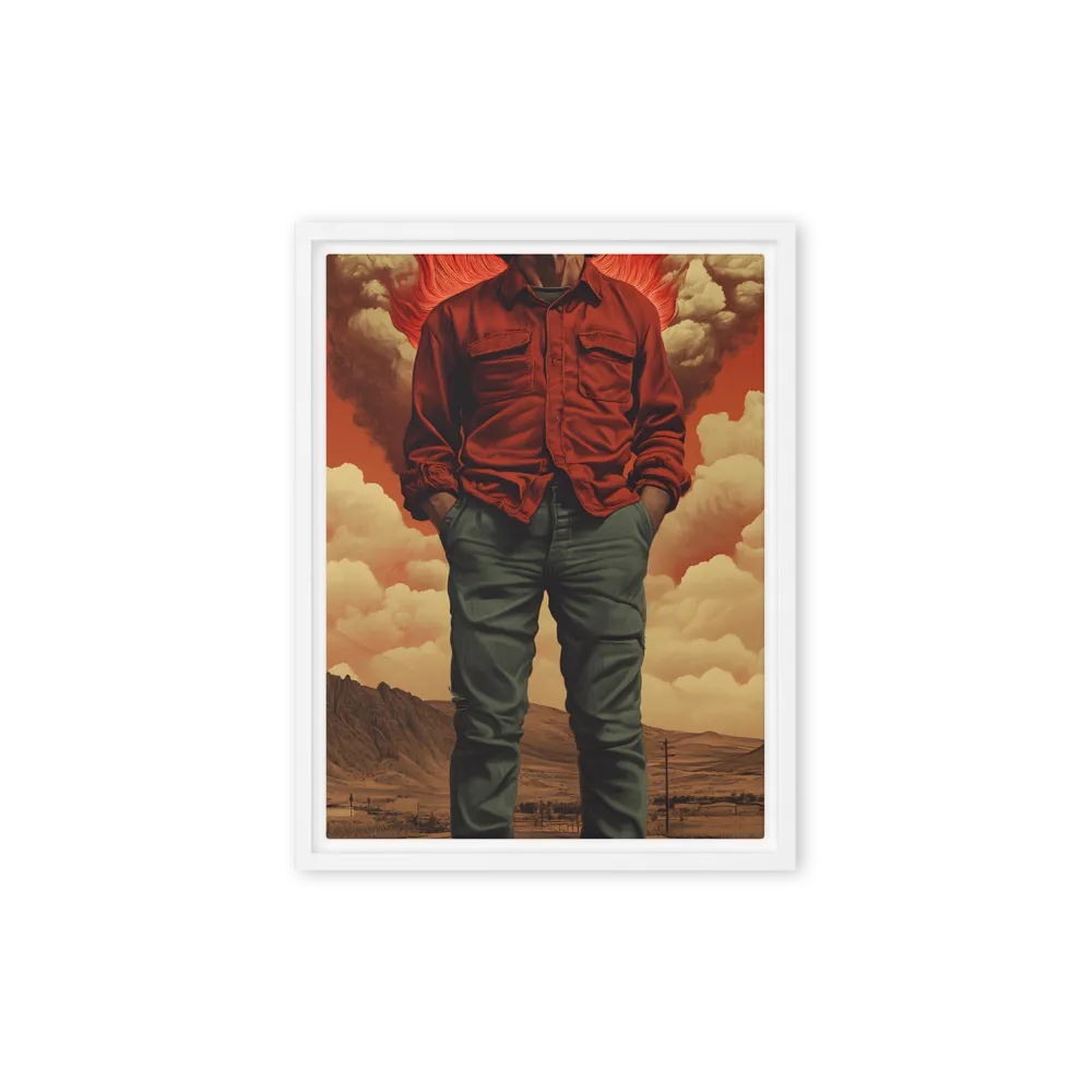 Defiant Spirit in a Surreal Landscape | Canvas with White Frame | 9″×12″