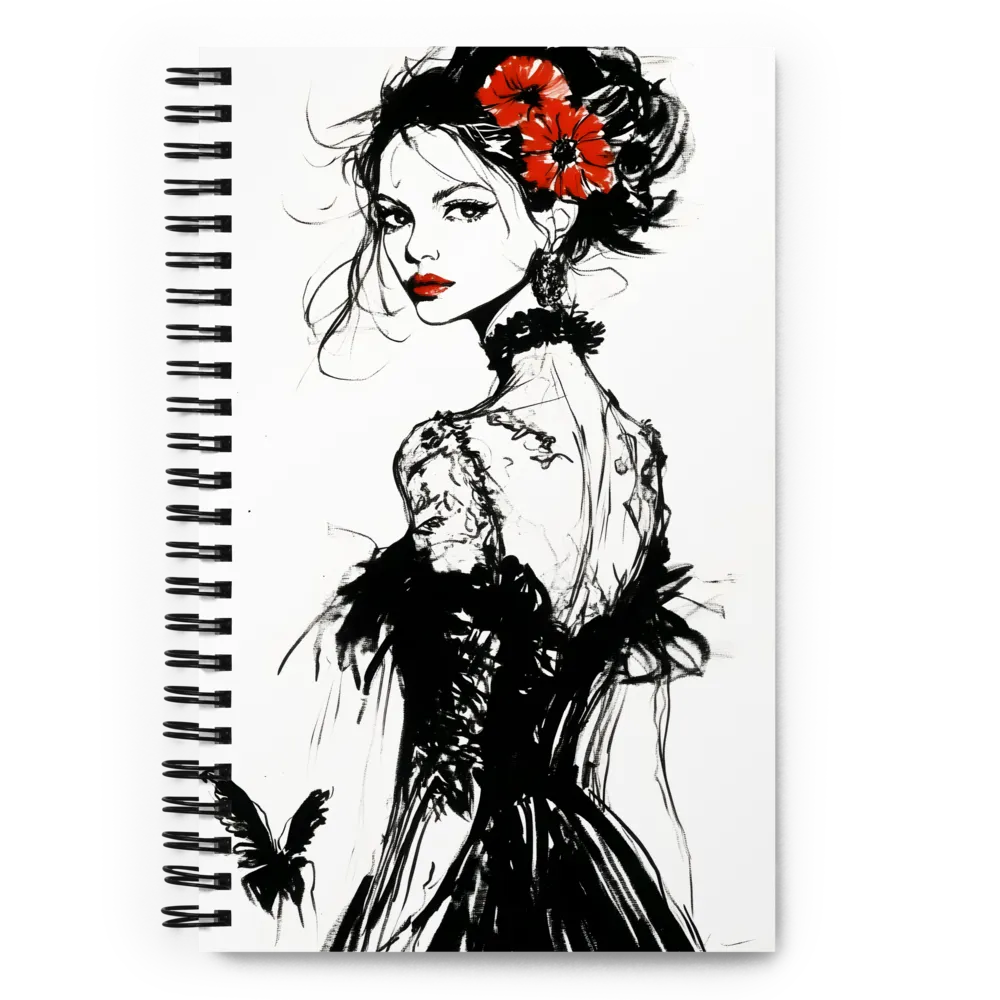 Elegance in Black and Red | Spiral Notebook