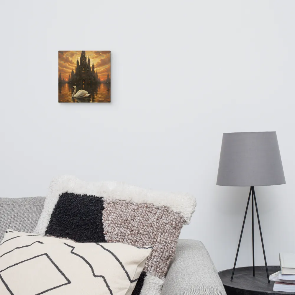 Swan at Gothic Sunset 
 Canvas | 10″x 10″