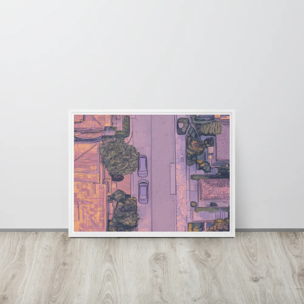 Aerial Serenity: Suburban Oasis | Canvas with White Frame | 18″×24″