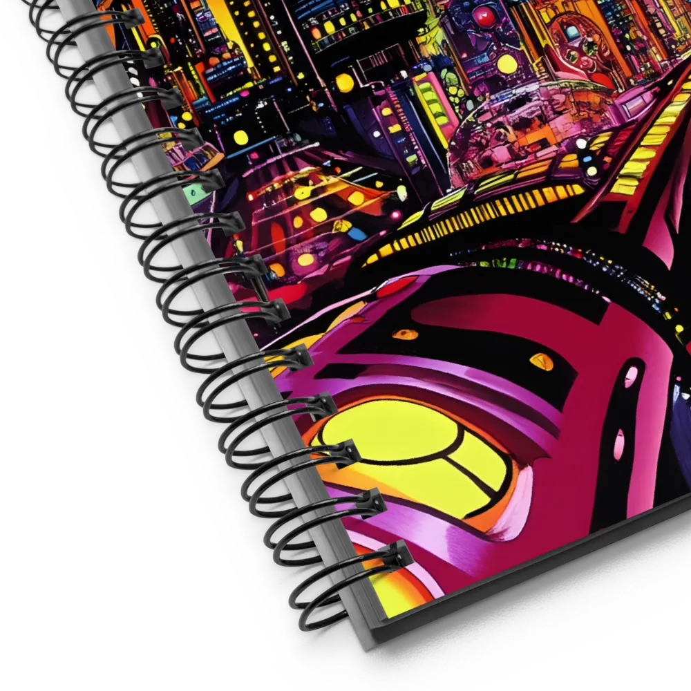 Neon Odyssey: A Journey Through Futuristic Realms | Spiral Notebook