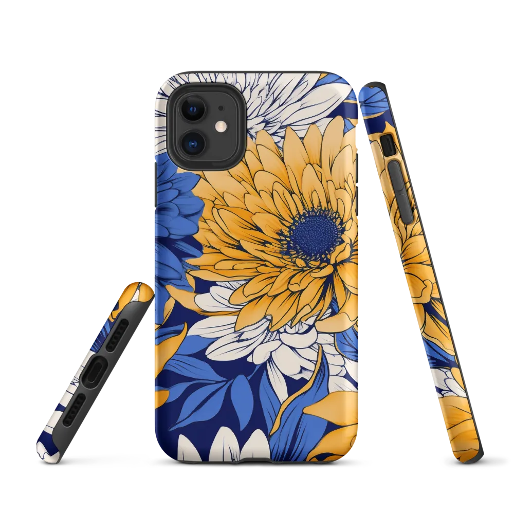 Floral Harmony in Blue and Yellow