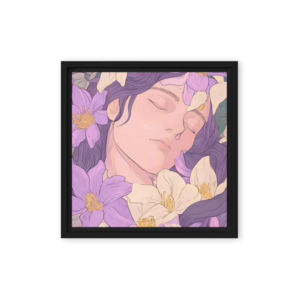 Harmony in Bloom | Canvas with Black Frame | 12″×12″