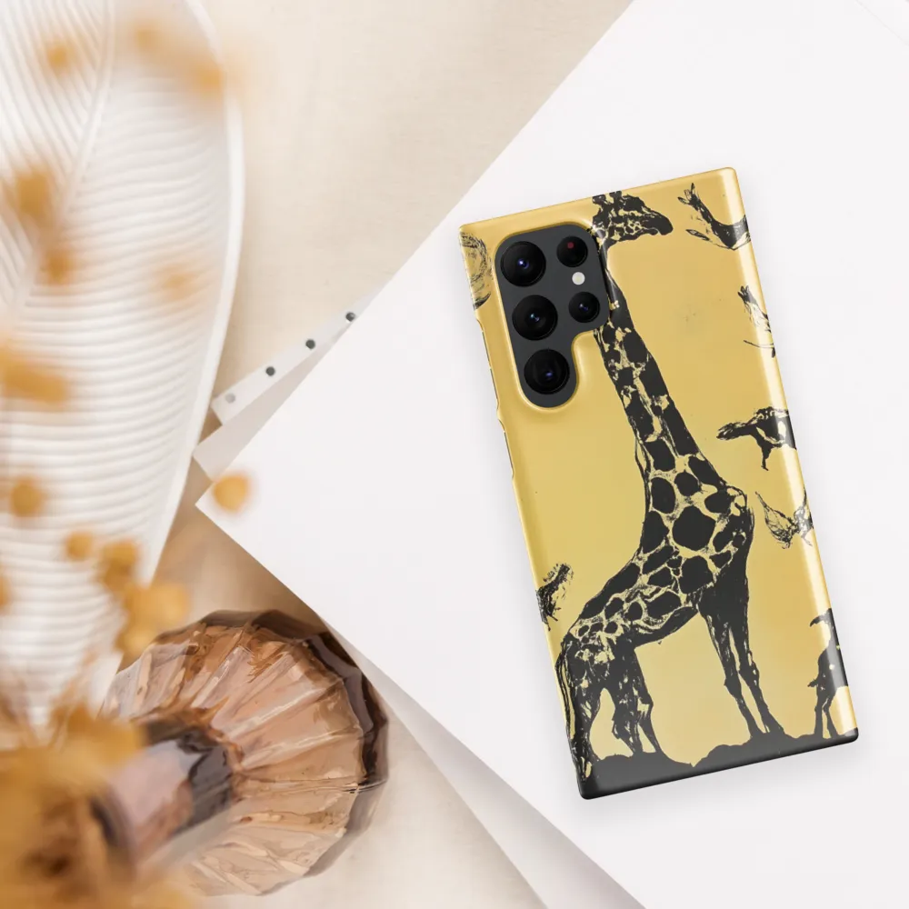 Whimsical Harmony of Giraffe and Birds