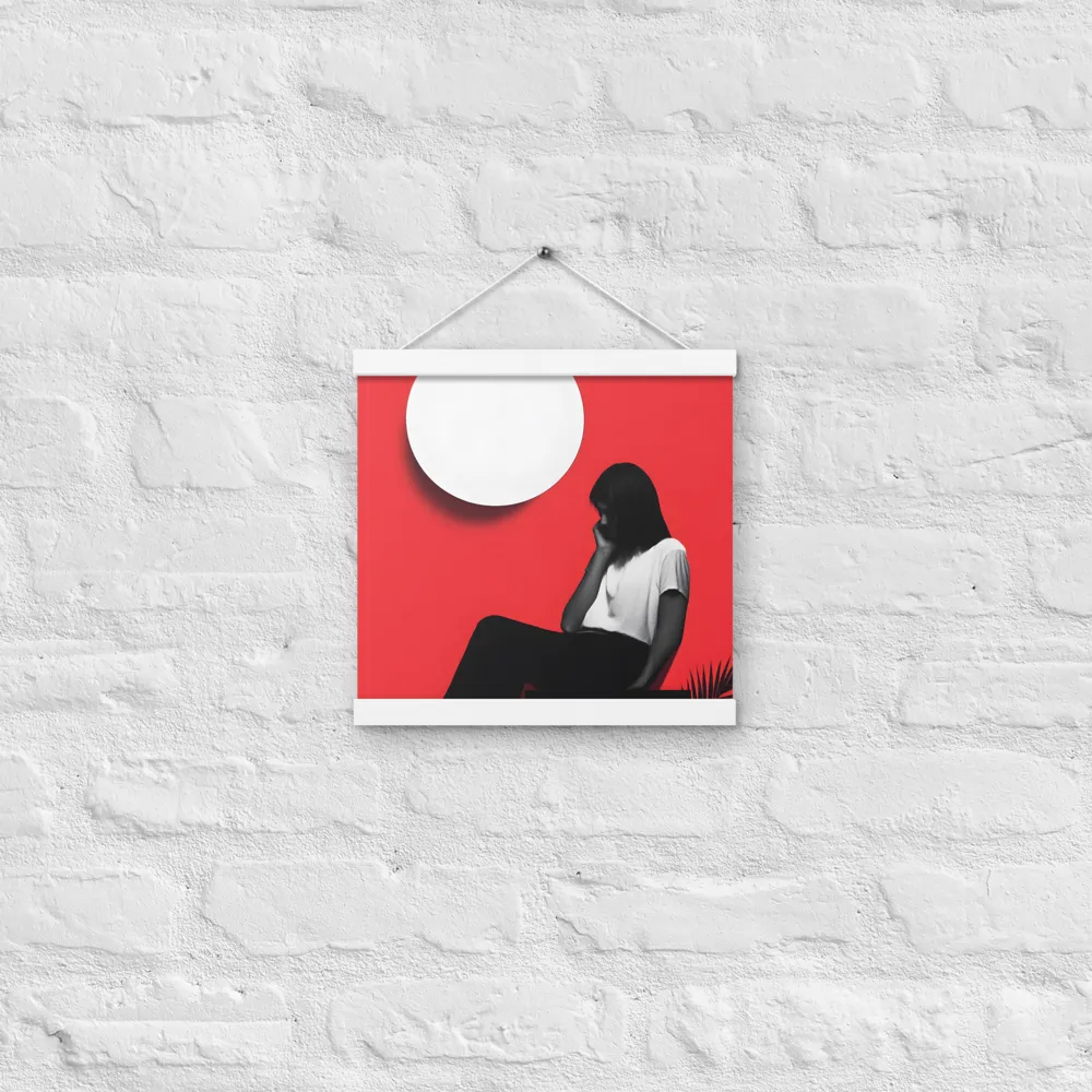 Contemplation in Red | Poster With White Wood Hanger | 12″×12″