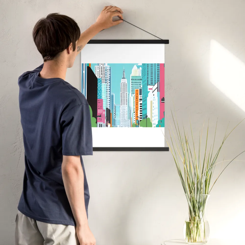Urban Symphony: A Modern Cityscape | Poster With Black Wood Hanger | 18″×24″