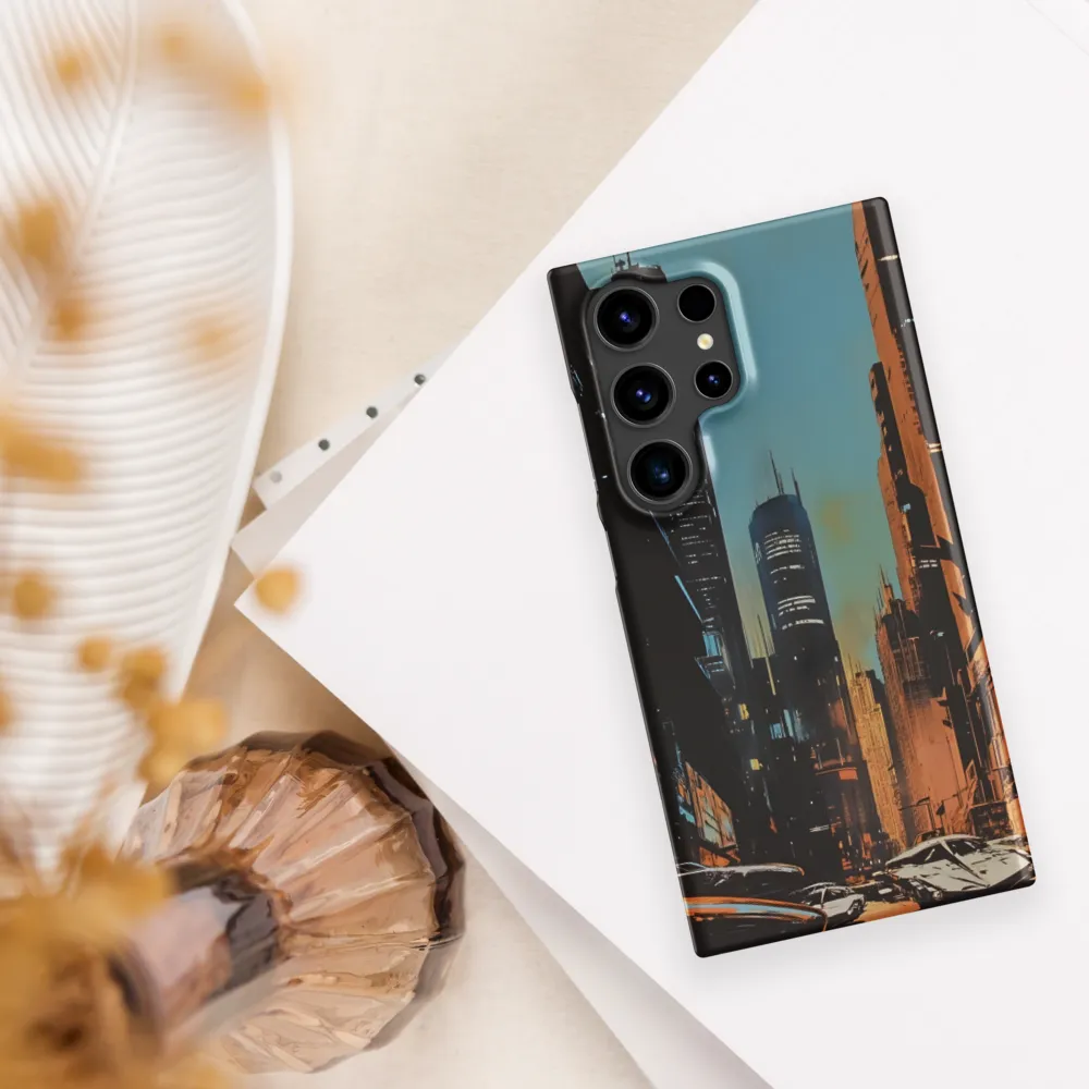 Futuristic Cityscape in Blue and Orange