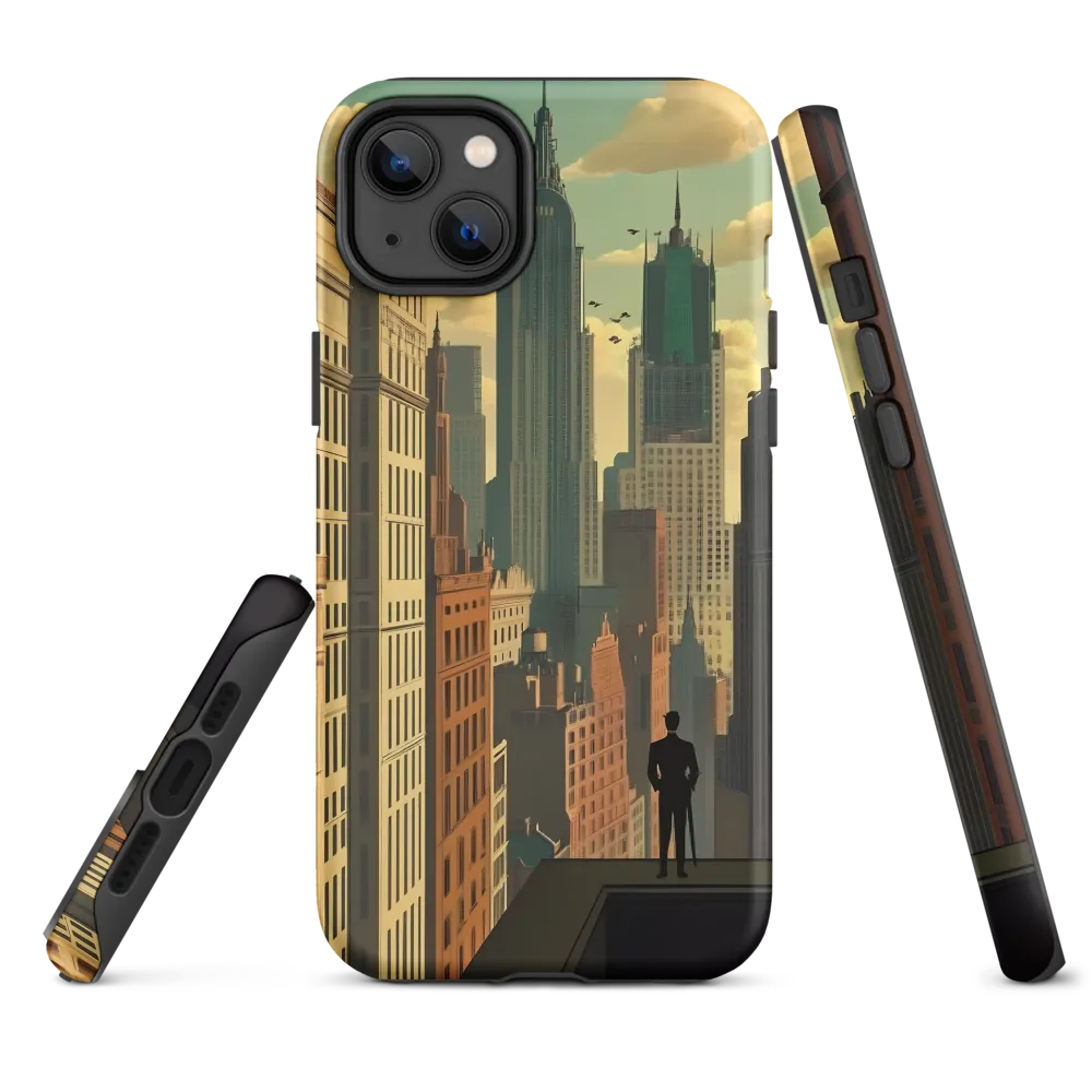 Urban Dreams: A Silhouette in Art Deco Cityscape