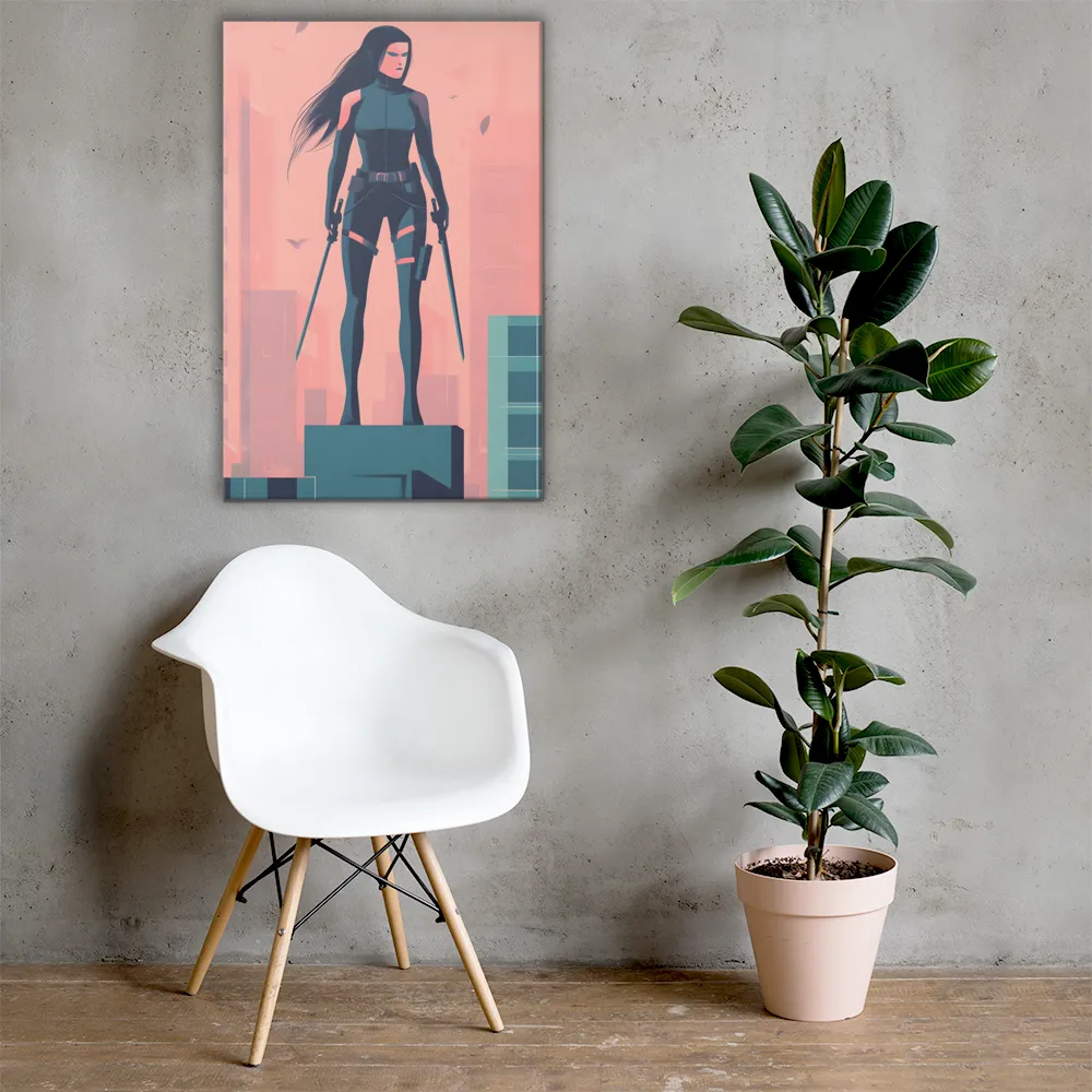Urban Sentinel: A Warrior's Stand | Canvas | 24″×36″