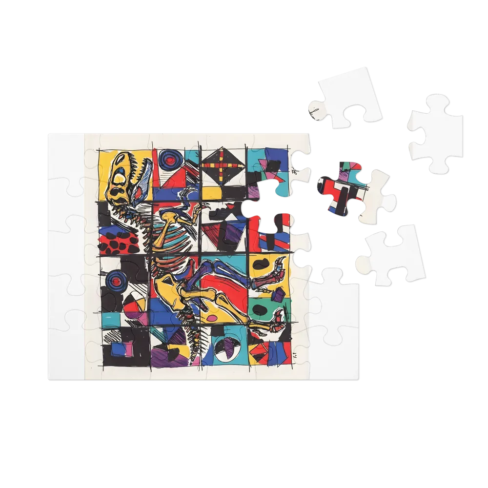 Patchwork T. rex 
 Jigsaw Puzzle in Tin Box