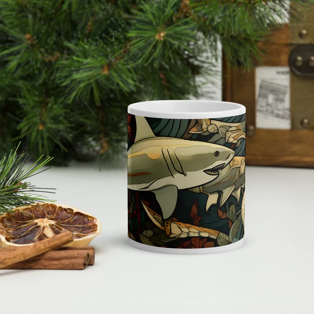 Dynamic Harmony of Sharks and Flora | Mugs | Multiple Sizes & Colors