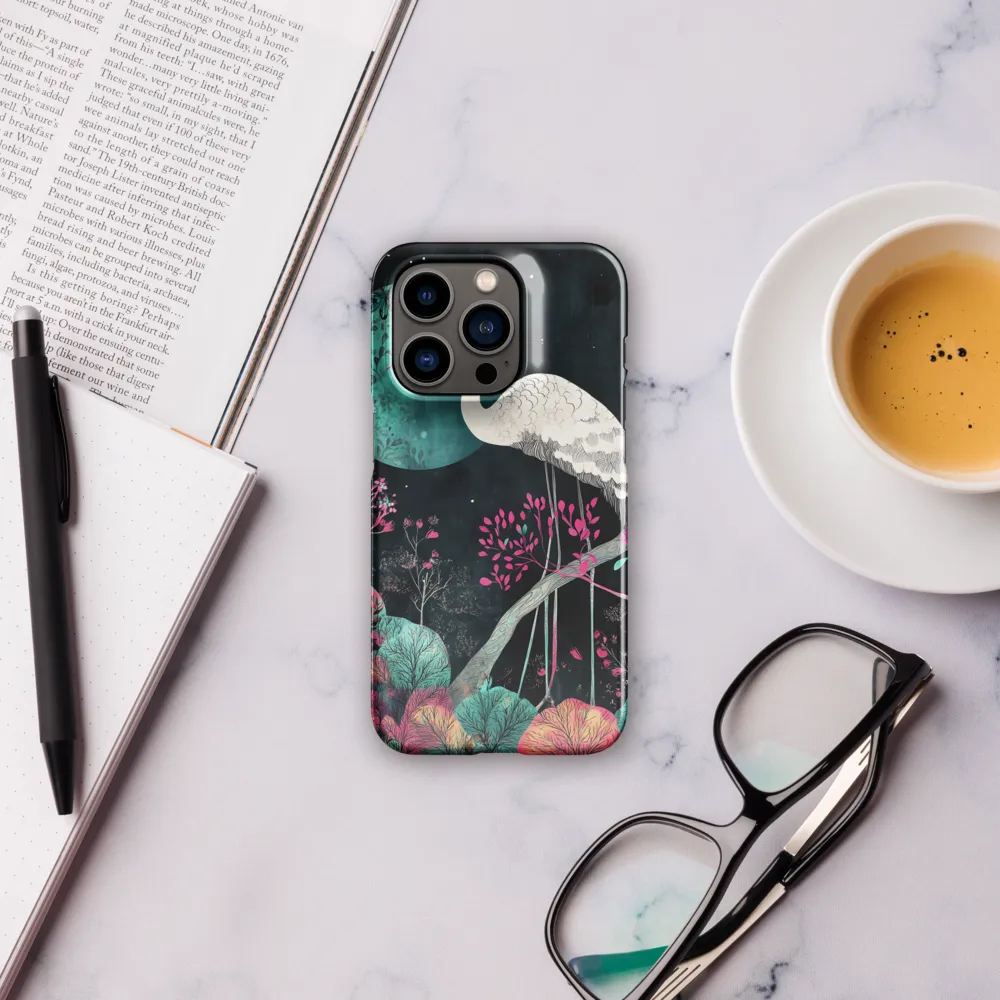 Ethereal Presence: Heron in a Floral Dreamscape | Phone Case |  14 Pro | Snap Case | Glossy
