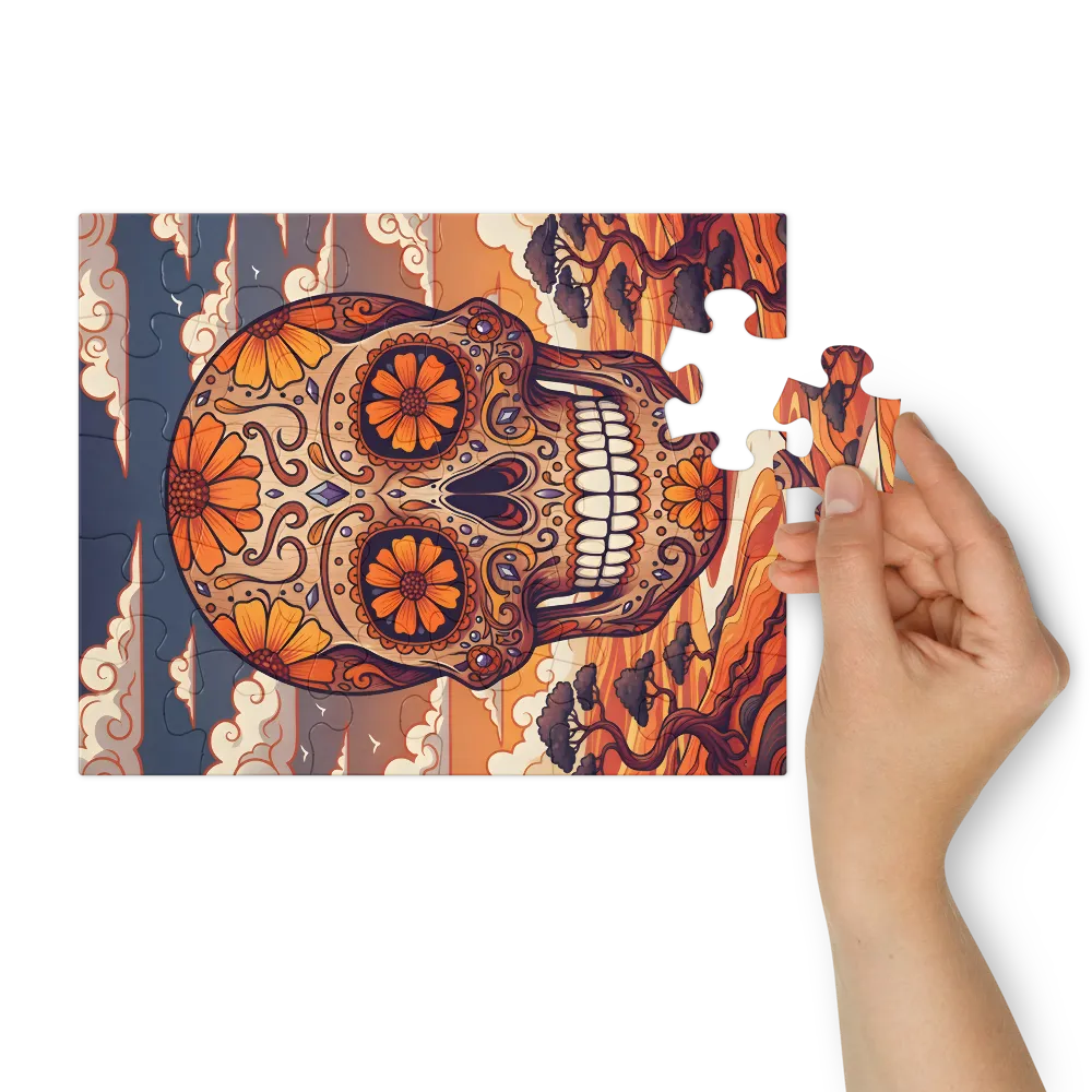 Floral Sugar Skull 
 Jigsaw Puzzle in Tin Box