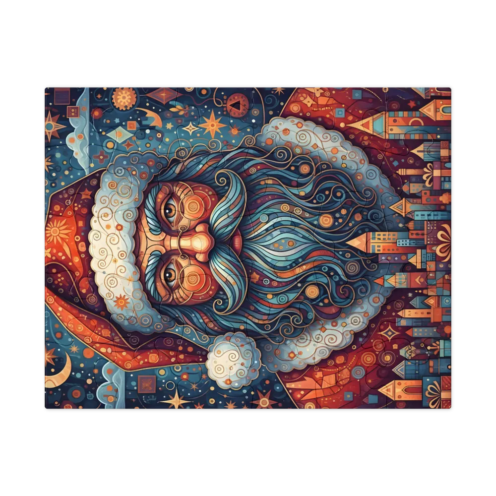 Starlit Santa 
 Jigsaw Puzzle in Tin Box