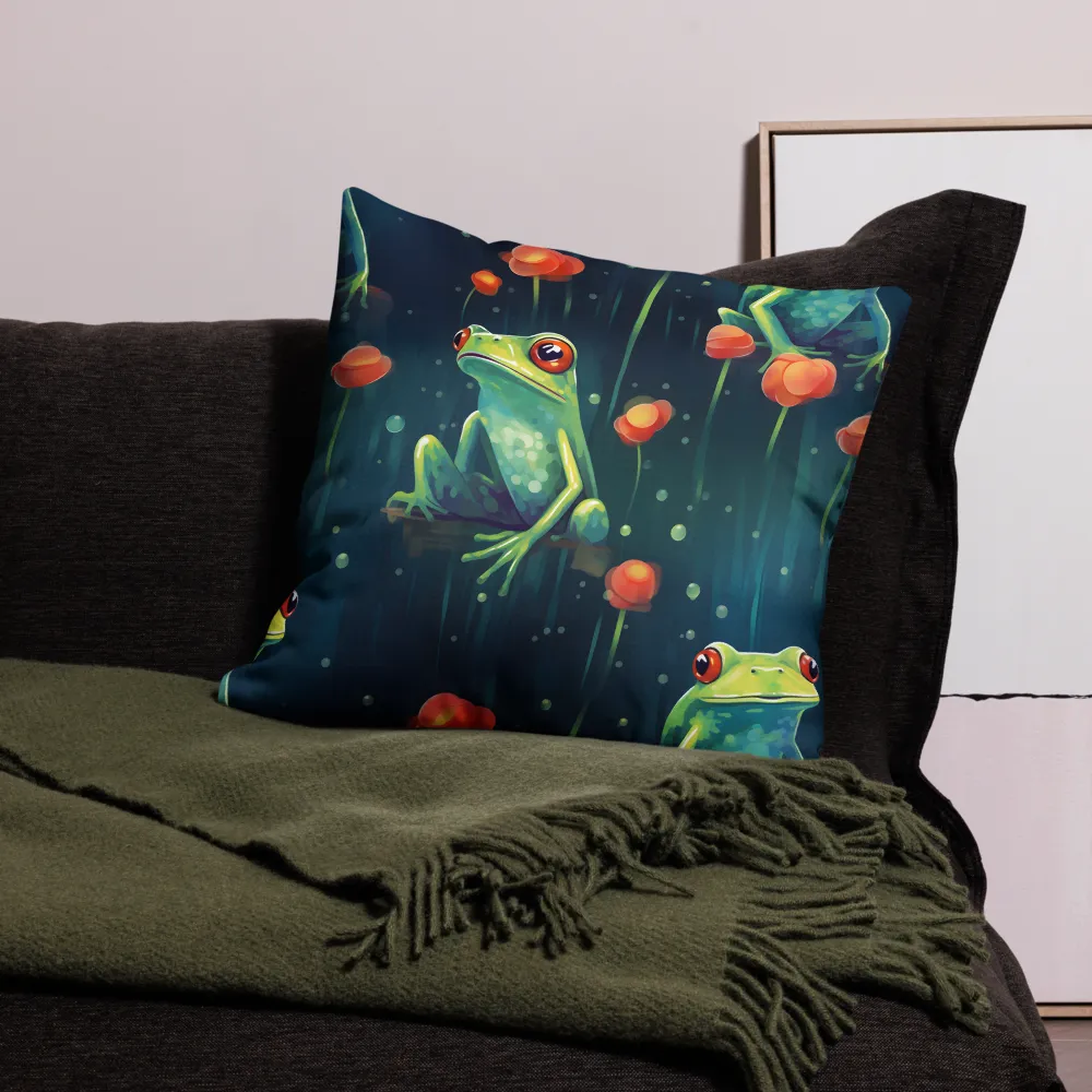 Playful Frogs in a Lush Pond | Pillow & Pillow Case | Multiple Sizes