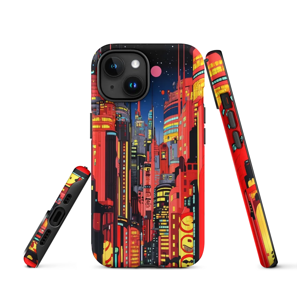Neon Dreams: A Cyberpunk Cityscape | Phone Case |  15 | Tough Case | Matte