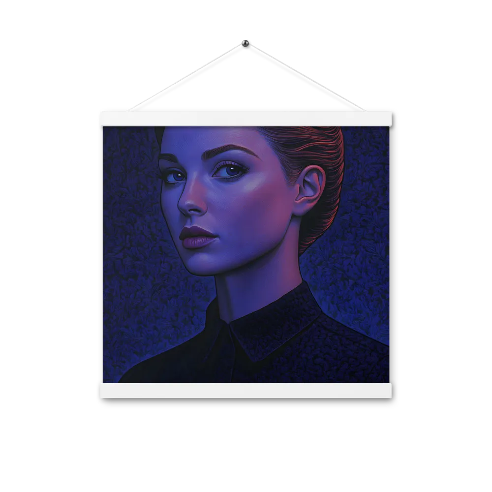 Ethereal Portrait in Blue and Red | Poster With White Wood Hanger | 16″×16″