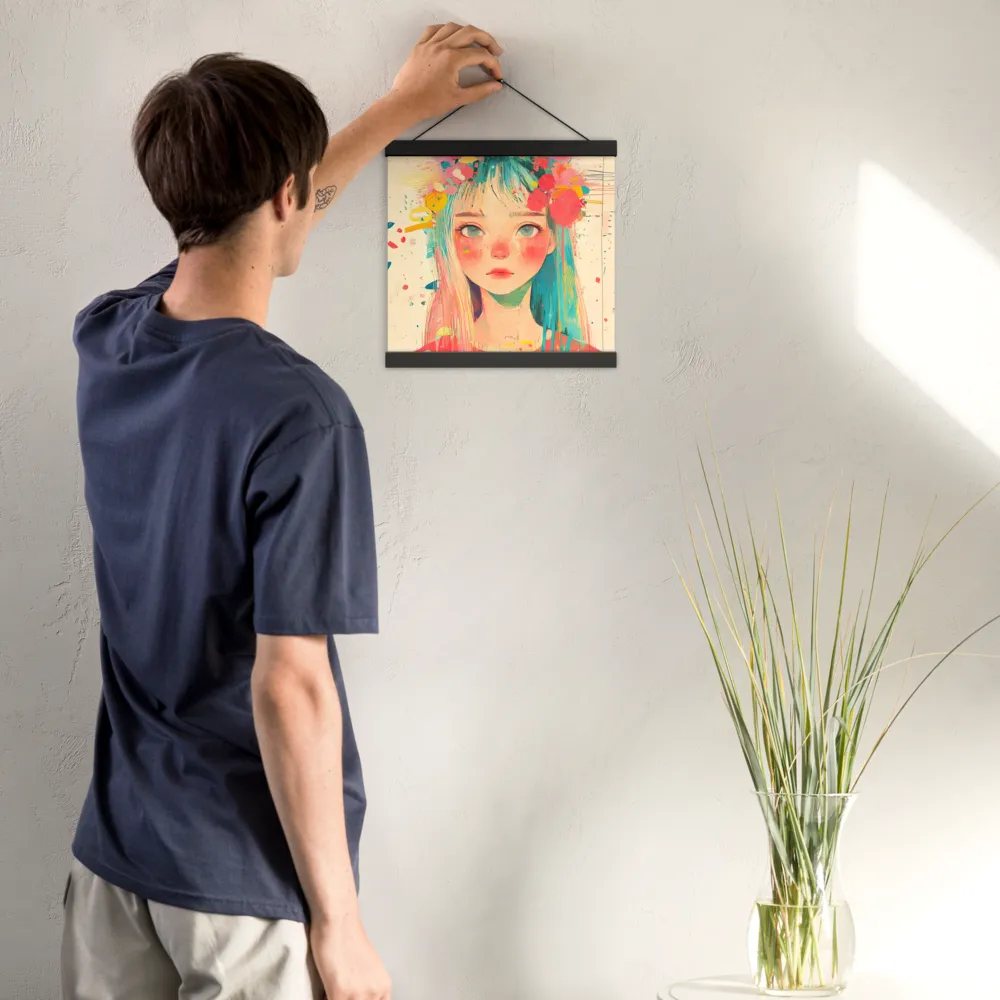Whimsical Blossom | Poster With Black Wood Hanger | 12″×12″