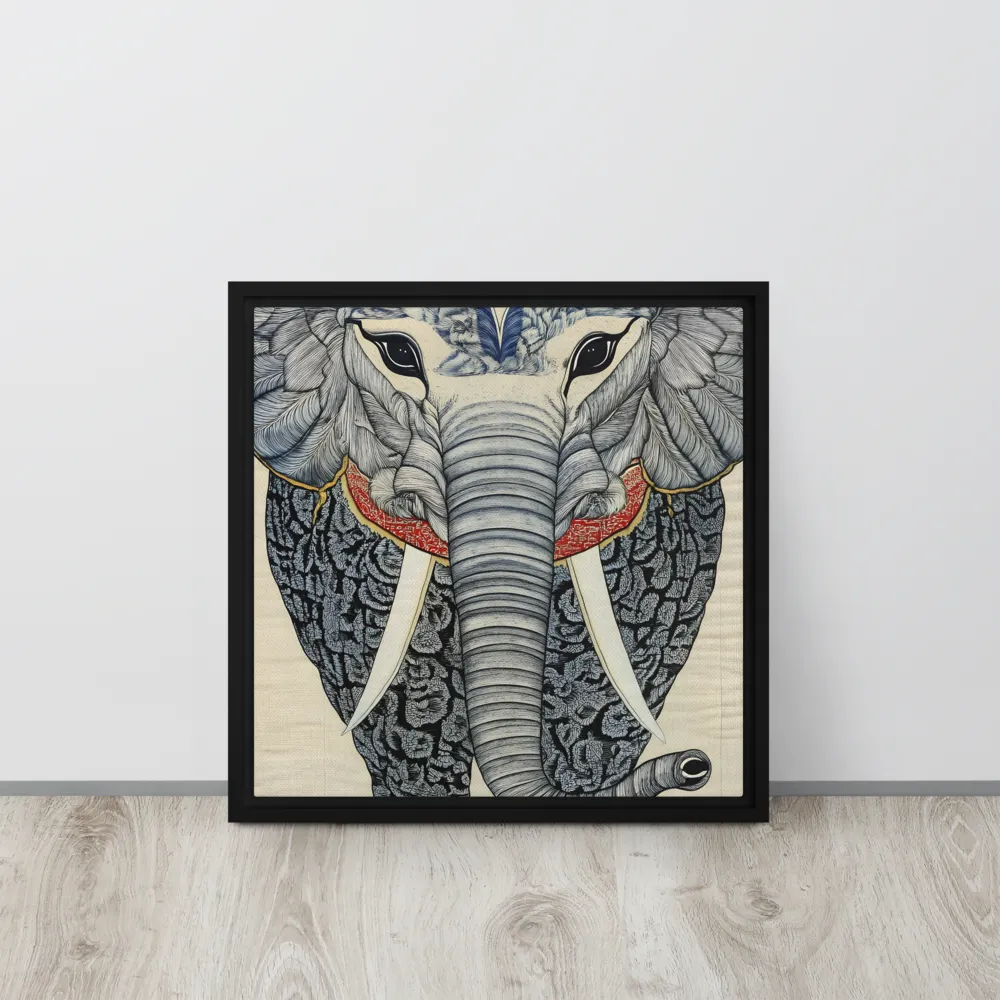 Majesty of the Elephant | Canvas with Black Frame | 16″×16″