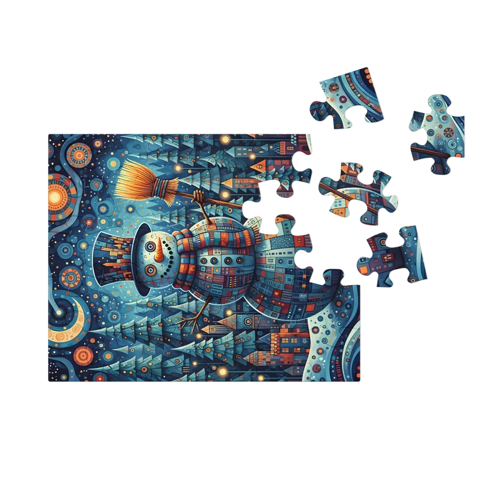 Mosaic Snowman 
 Jigsaw Puzzle in Tin Box