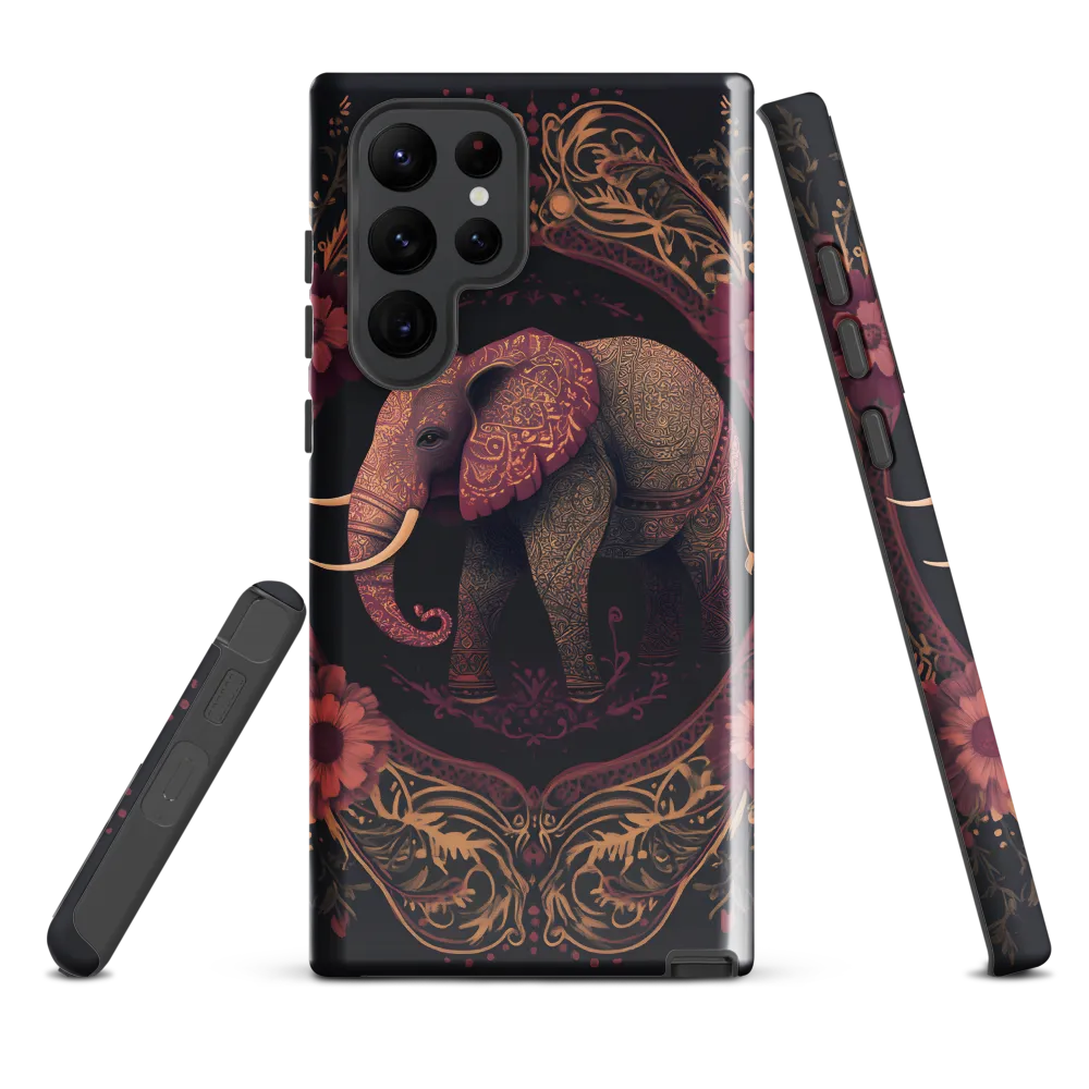 Golden Filigree Elephant in Floral Frame