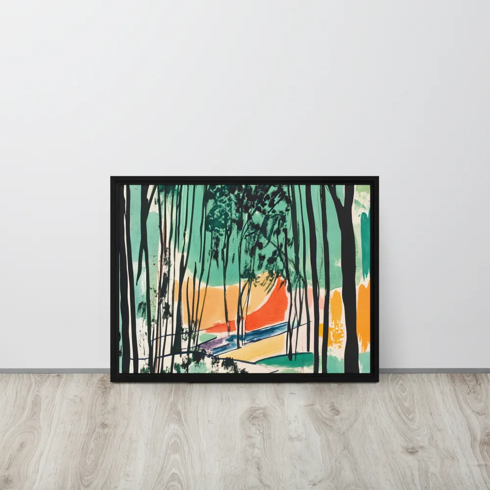 Winding Path Through the Forest | Canvas with Black Frame | 18″×24″