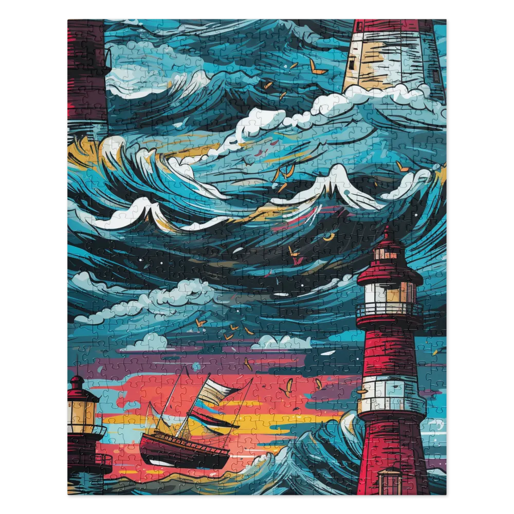 Turbulent Seas: A Lighthouse Adventure | Jigsaw Puzzle | 520 pieces