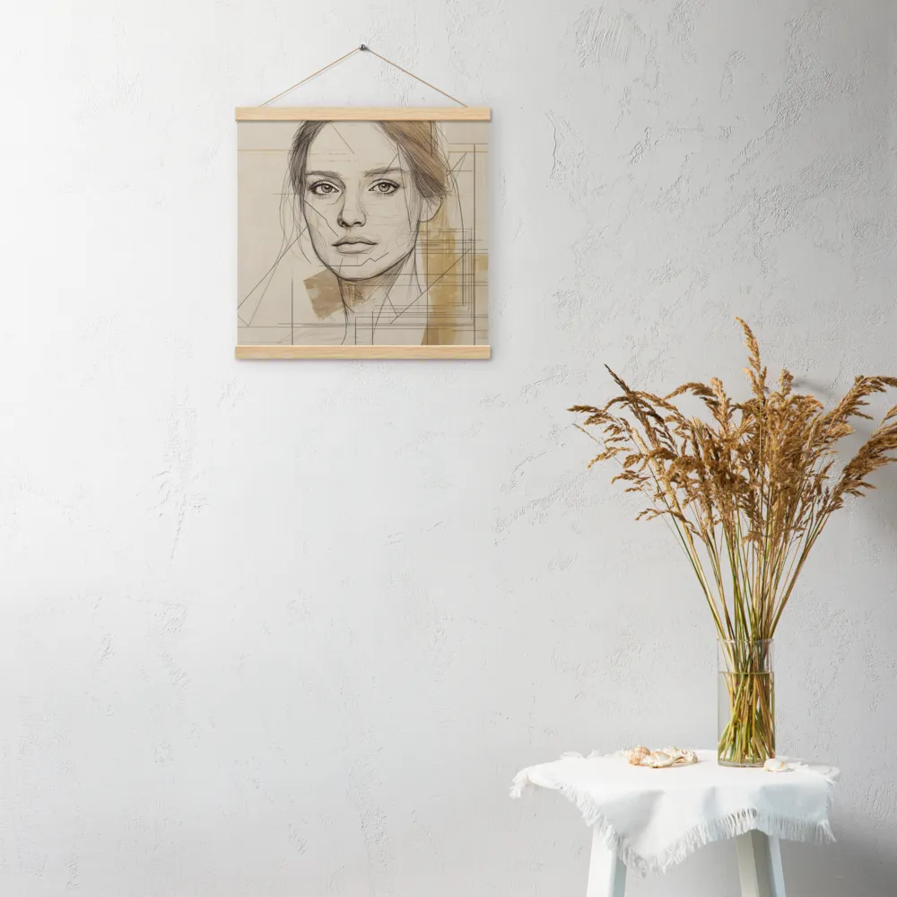 Geometric Elegance: A Modern Portrait | Poster With Oak Wood Hanger | 16″×16″