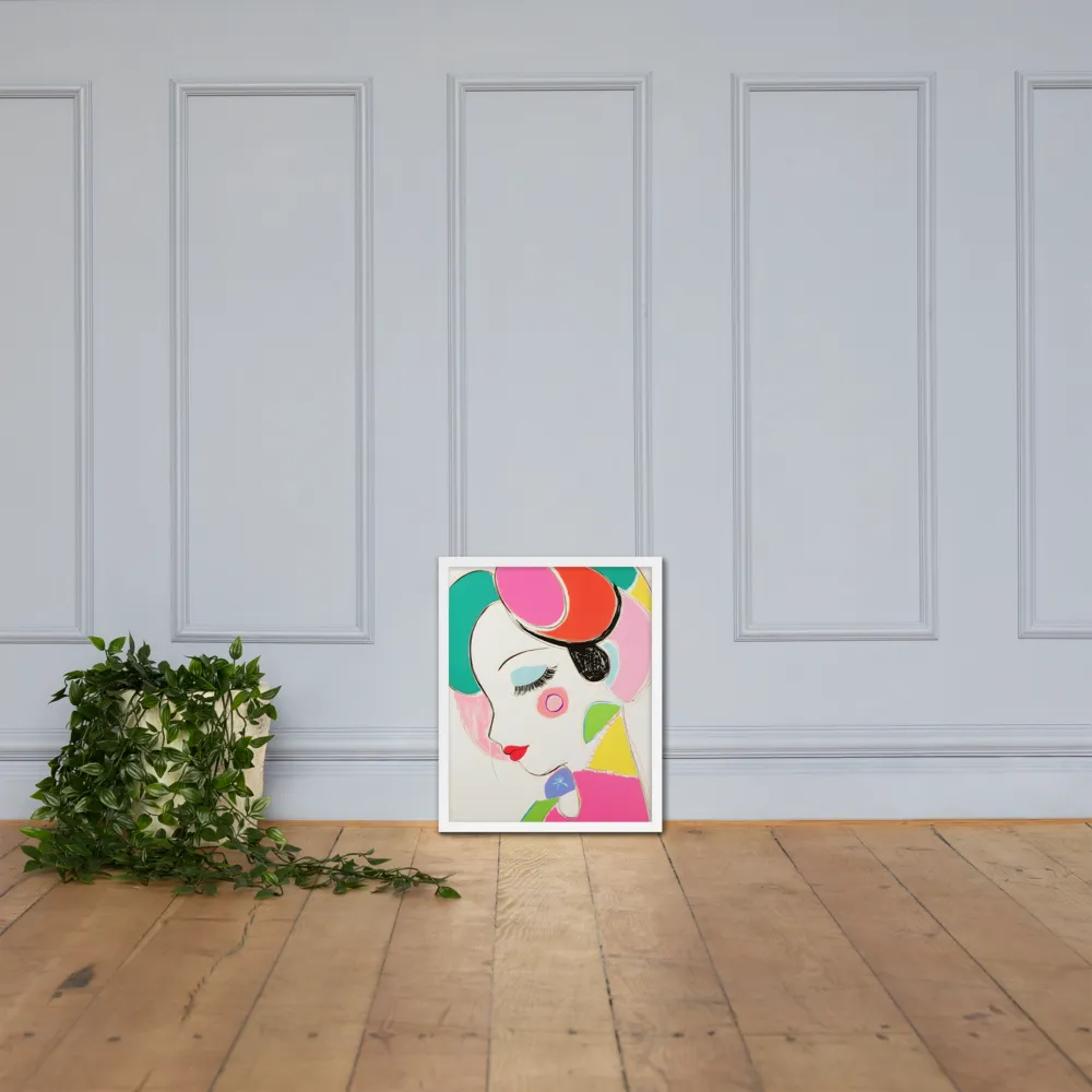 Whimsical Portrait in Colorful Abstraction | Poster with White Frame | 16″×20″