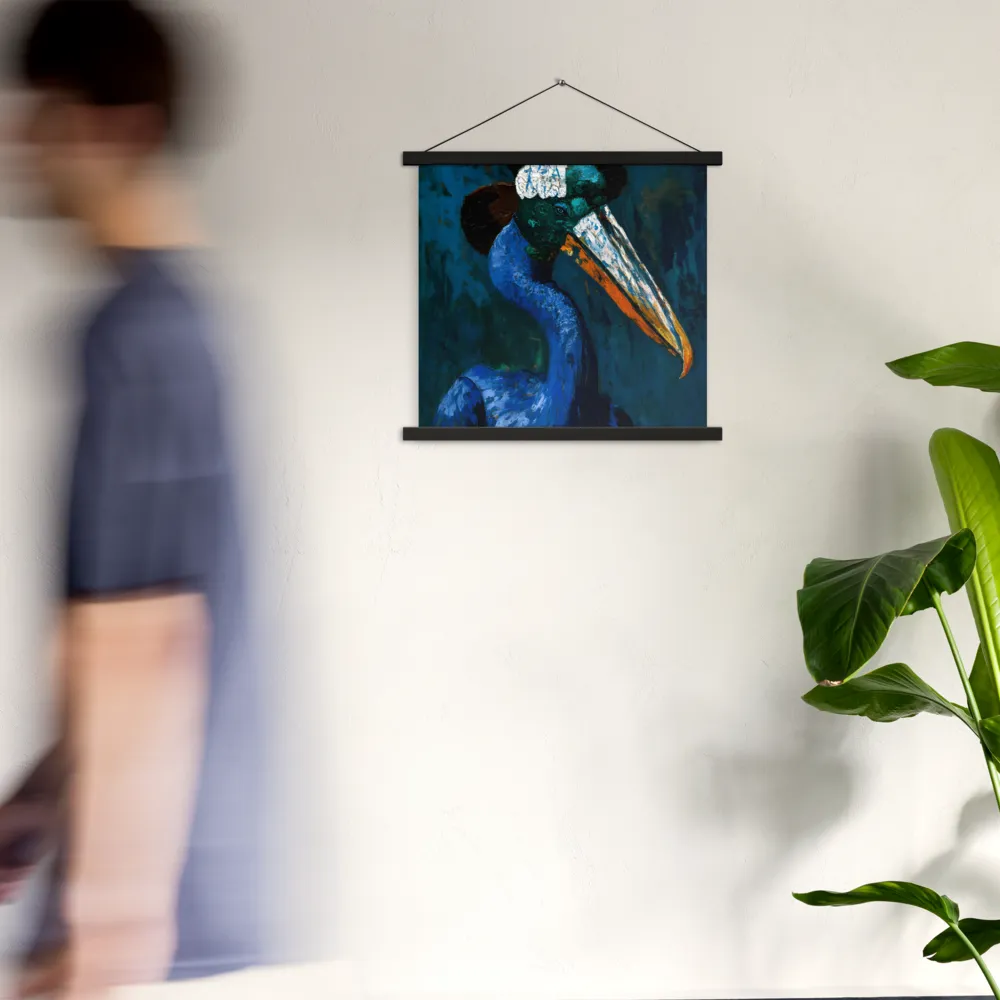 Majestic Absurdity: The Hat-Wearing Bird | Poster With Black Wood Hanger | 18″×18″