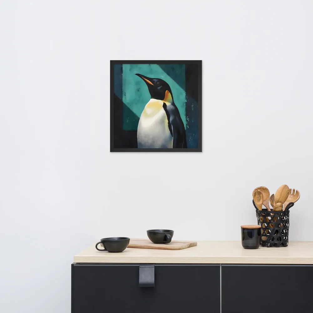 Regal Penguin 
 Poster with Black Frame | 18″x 18″