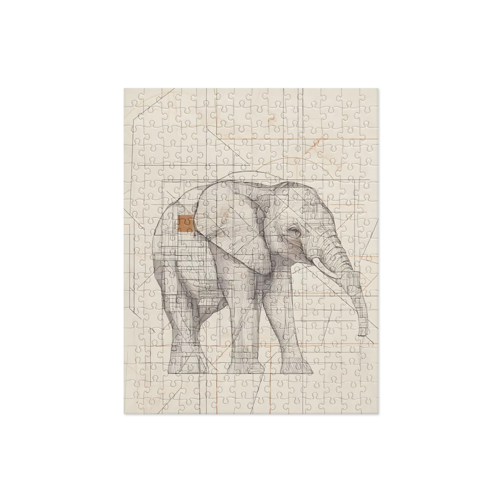 Geometric Elegance: The Steel Elephant | Jigsaw Puzzle | 252/520 pieces