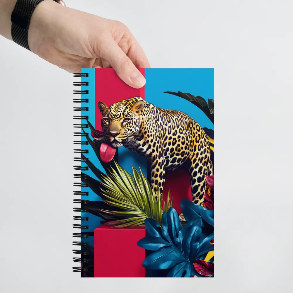 Playful Leopard in Vibrant Paradise | Spiral Notebook